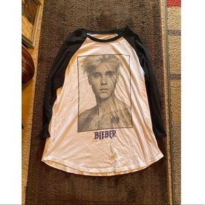 Justin Bieber White Long Sleeve Top Medium Boys Kids